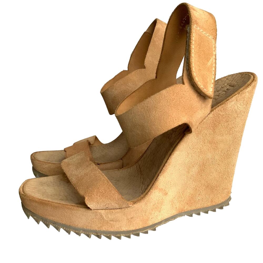 Pedro Garcia Suede Platform Wedge Heeled Sandals Blush Nude Women's Size 11